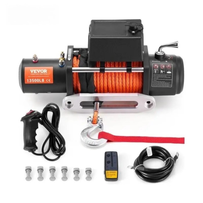 13500lbs Electric Winch Car Truck Winch with 80ft Synthetic Rope Wireless & Wired Remote Control f