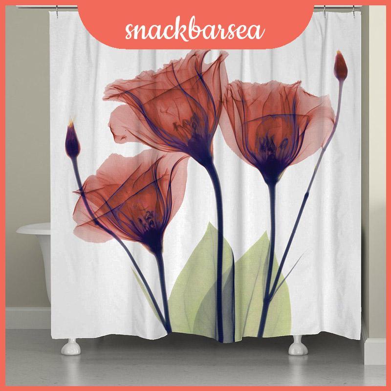 Timeless Design 3d Mart กันน้ํา Lotus พิมพ์ห้องน้ําโพลีเอสเตอร์ผ้าม่านอาบน้ํา 12 ตะขอสําหรับคลาสสิกด
