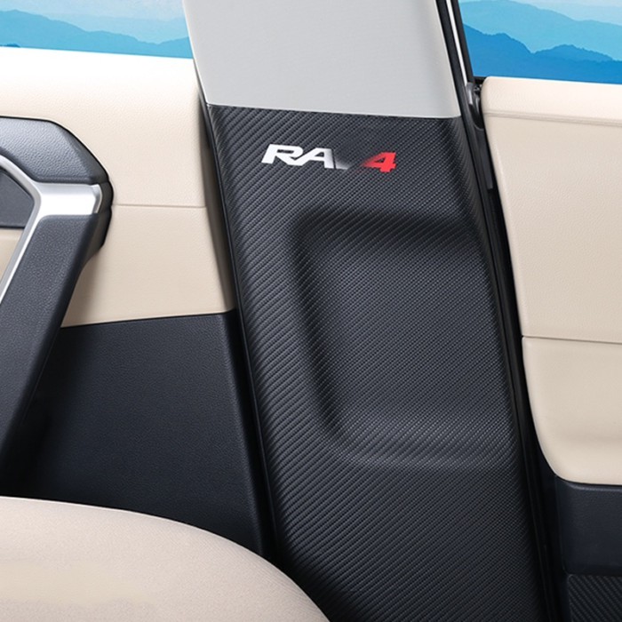 Modified For Rav4 Logo Interior Stickers BC-Pillar Center Pillar Anti-Kick Protection Carbon Fiber