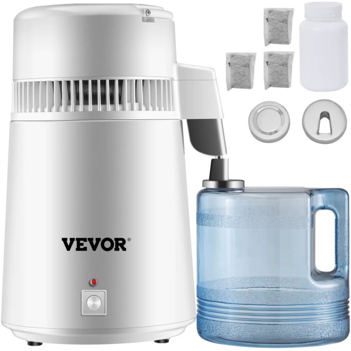 VEVOR 4L Water Distiller Purifier Filter Dispenser Heating Drinking Bottle Softener 304 Stainless S