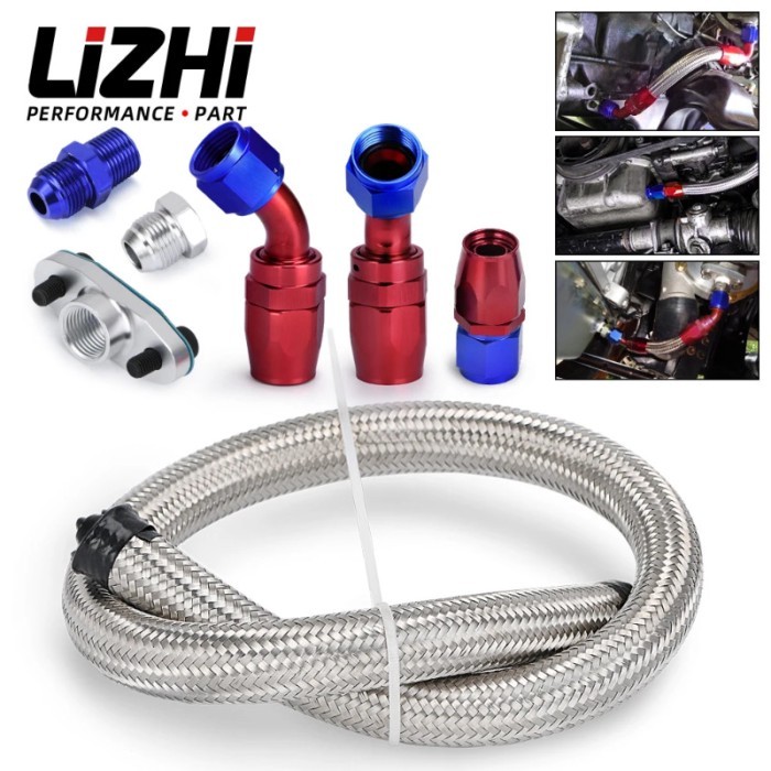 LIZHI - Turbocharger Oil Drain Return Line 10AN 26 For T3 T4 T04E T70 T60 T61 GT35 Stainless Steel