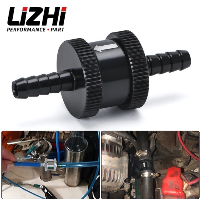 LIZHI RACING - 1/4" 6mm Non Return One Way Fuel Check Valve Aluminum Alloy Petrol Diesel LZ-FCV06