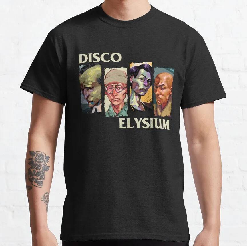 เสื้อผ้าลายเกม Disco Elysium สไตล์ Kim-Kitsuragi เสื้อยืดแขนสั้นสำหรับผู้ใหญ่ ทำมาจากผ้าฝ้ายแท้