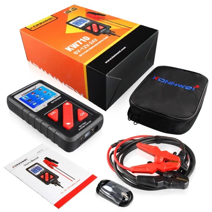 KW710 Motorcycle Car Truck Battery Tester 6V 12V 24V Battery Analyzer 2000 CCA Charging Cranking Te