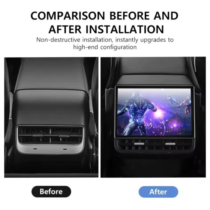 8.66 Inches Rear Display for Tesla Model Y 3 Android 13 WIFI Entertainment Screen 4G+64G Wireles Ca