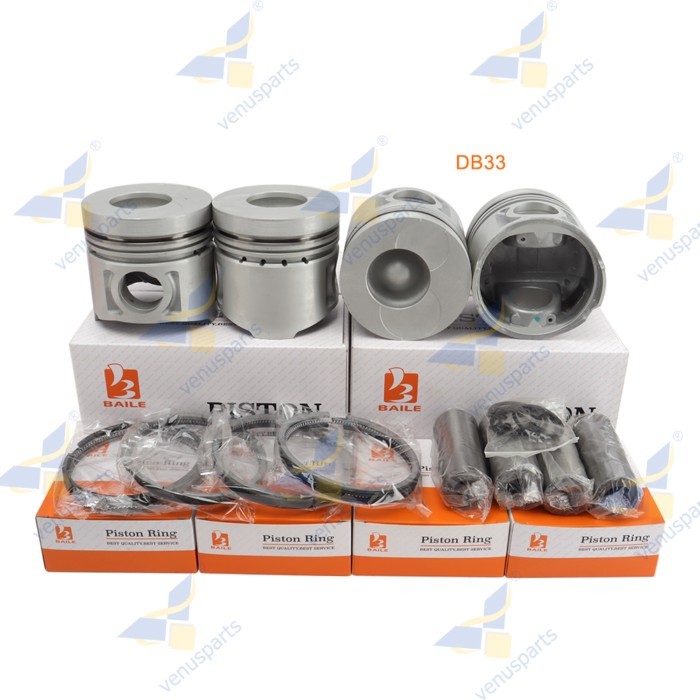 DB33 Piston Overhaul Rebuild Kit For Doosan DB33A Rings Set Engine Parts 65.02501-0206 102*3+2.5+5m