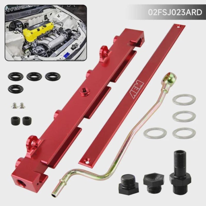 Red / Black Fuel Rail Fits For Honda Civic Aluminum K20 K20A2 K20A3 K20Z1 Acura RSX Integra Type R