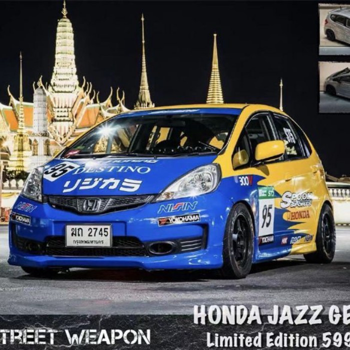 现货SW Street Weapon 1:64 本田FIT飞JAZZ 2 代GE8 RS SPOON เครื่องตัดรถยนต์