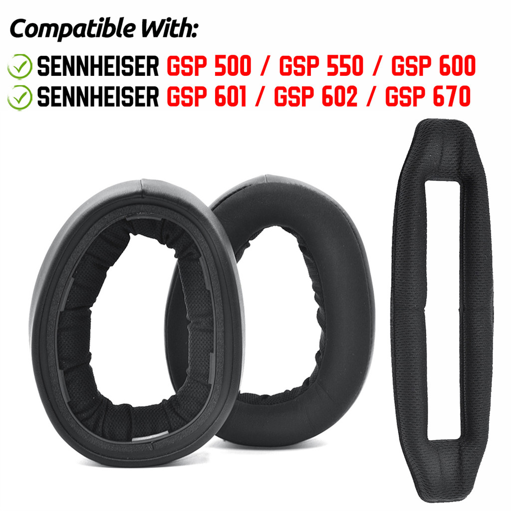 สําหรับ Sennheiser GSP 670 602 601 600 550 500 หูฟัง Earpads แถบคาดศีรษะเบาะฟองน้ําชุดหูฟัง Earmuffs Replacementt ฝาครอบ