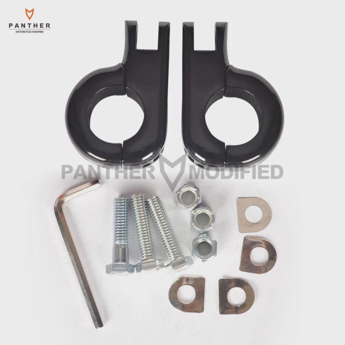 Black Motorcycle Foot Rest Moto Foot Peg P-Clamp Mounting Kits case for Harley engine guards 1 1/4"