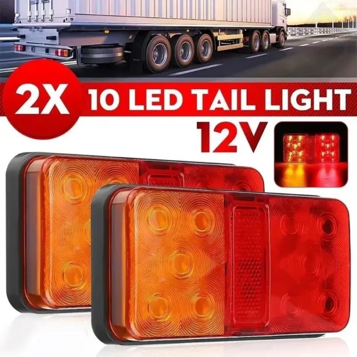 News  12V/24V 10 LED Dual Color Rear Brake Light Tail Light Turn Signal Indicator Stop Lamp 2Pcs Fo