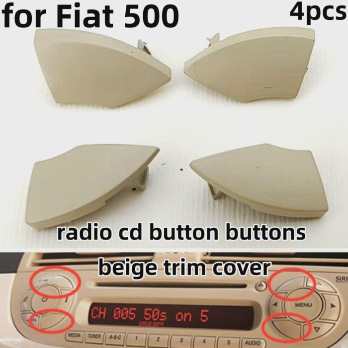 4X Car Cd Button Trim Cover Removal For Fiat 500 Radio 2008 Onwards Center Control Console Frame Co