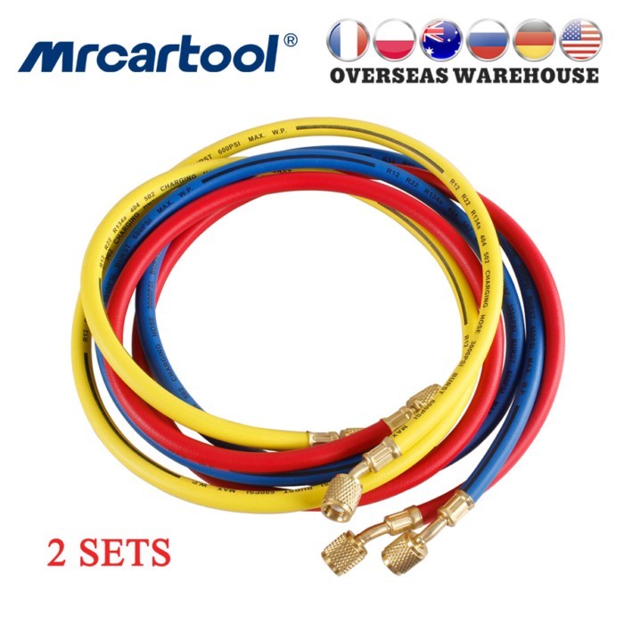 MRCARTOOL 2Sets Refrigerant Hoses Pipe For R134a R12 R22 R404 R502 Air Conditioner Refrigerant Digi