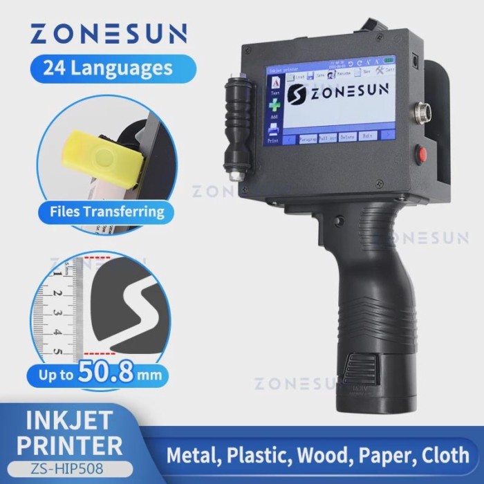 ZONESUN Digital Inkjet Printing Machine ZS-HIP508 Multilingual Character QR Barcode Printer Batch E