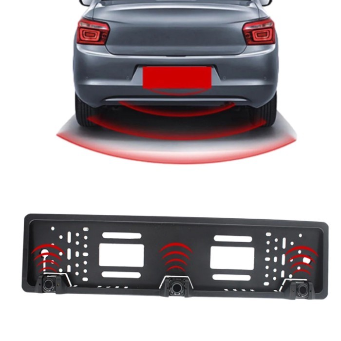 EU Europe Car License Plate Frame Car Parking Sensor Kit Auto Reverse Radar Sensor Buzzer 12V Drivi