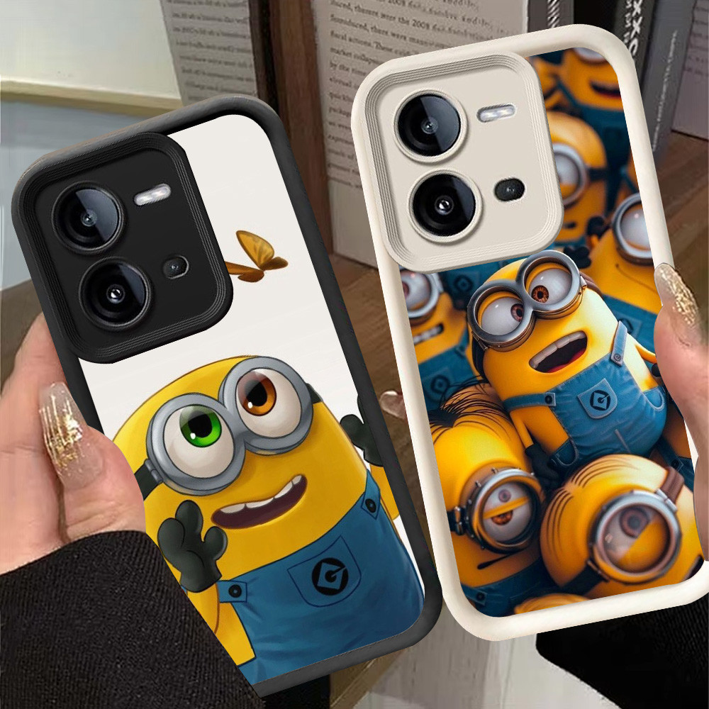 G-44 เคสมินเนี่ยนสําหรับ VIVO Y28 Y28s V25 V25E Y17S สีดําและสีขาว