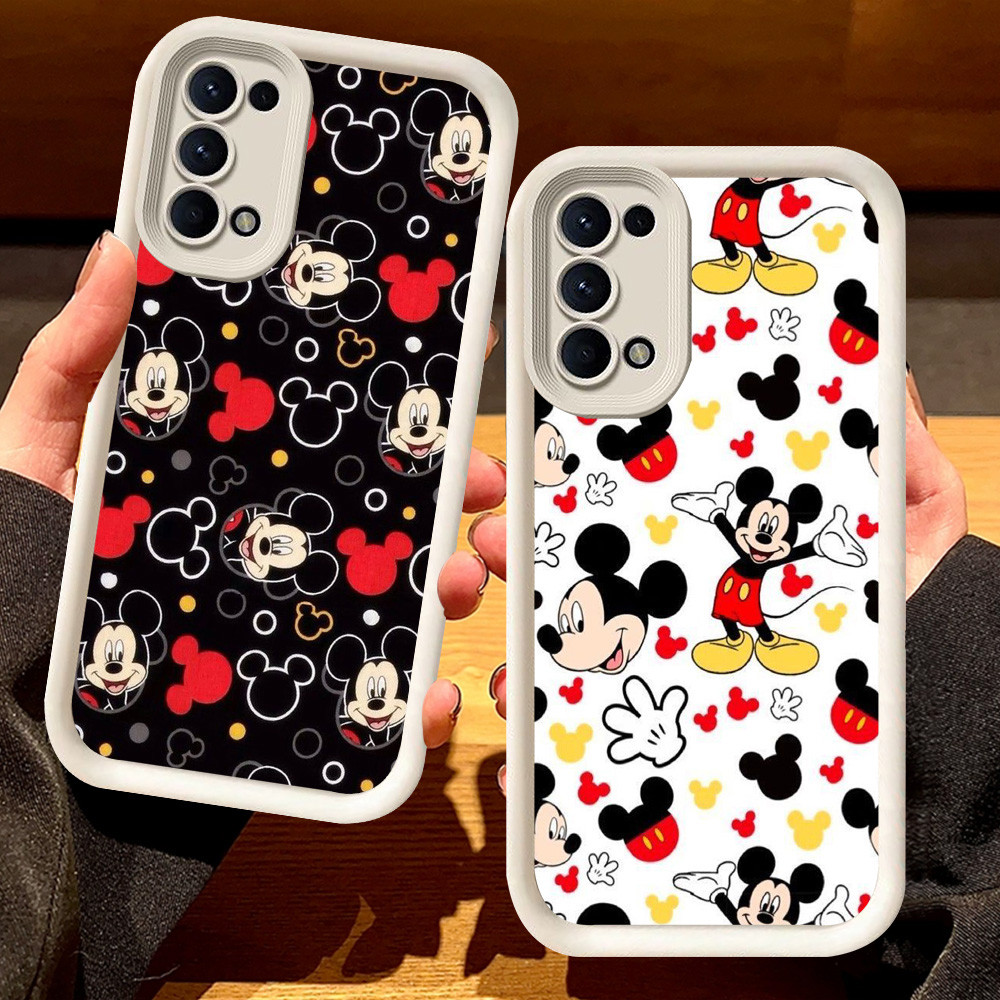 G-77 Mickey Casing สําหรับ OPPO A52 A95 F19s A72 F19 A92 สีดําและสีขาว