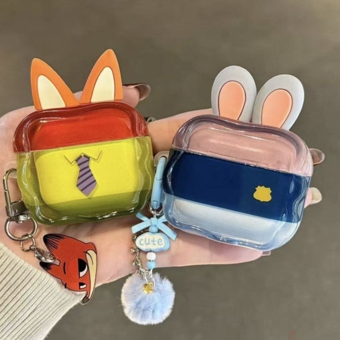 ♞,♘,♙เจ้าหน้าที่ Fox Nick Judy Airpodspro3 เคสป้องกันหูฟัง Zootopia การ์ตูนเปลือกหูฟังสามมิติ Air