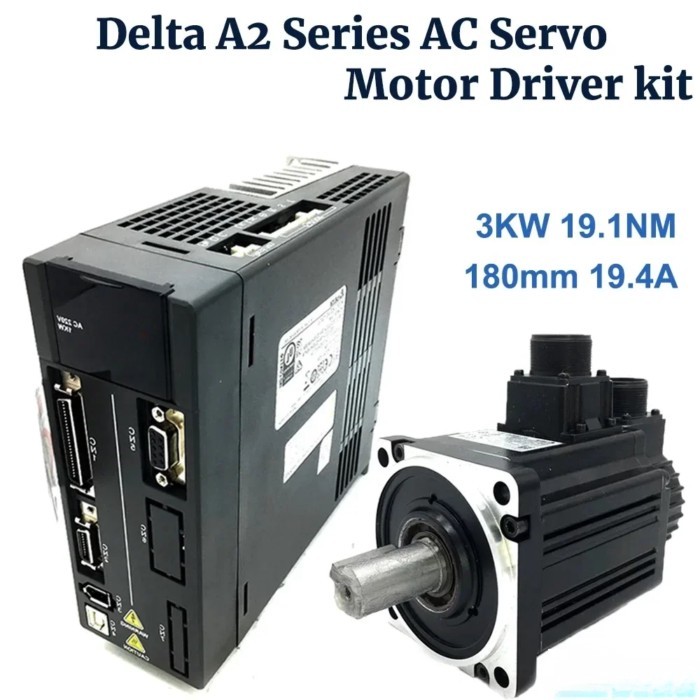 3KW Delt A2 Series 180mm 19.4A AC Servo Motor Driver Kit 19.1Nm ECMA-F11830RS ASD-A2-3023-L,ASD-A2-
