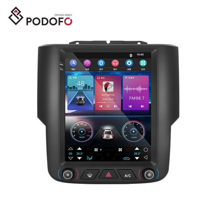 Podofo Android Car Radio 9.7'' Autoradio For Dodge Ram 2013-2018 Carplay Android Auto GPS WiFi FM B