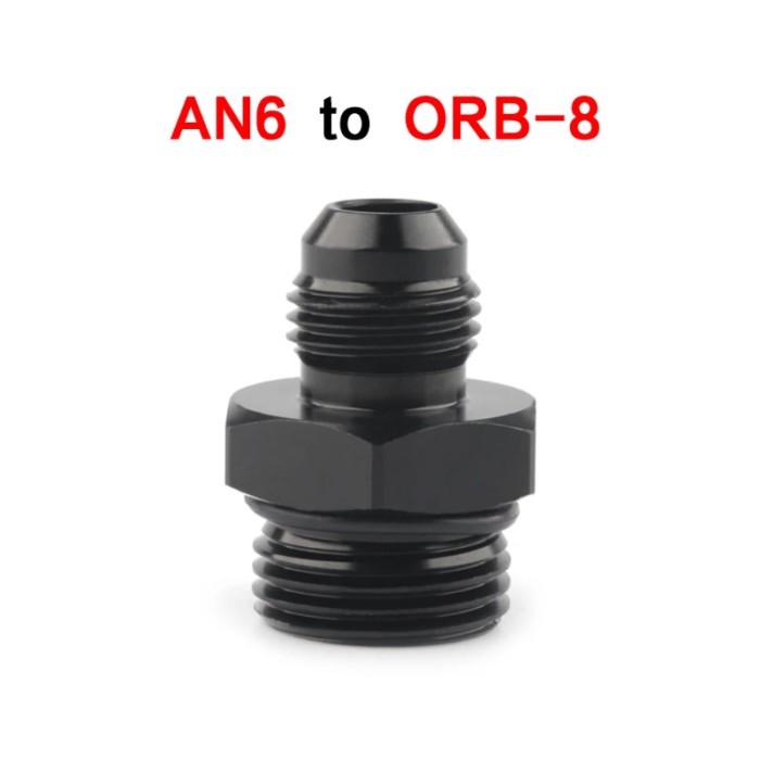 ORB-8 O-ring Boss AN8 8AN to AN6 6AN Male Adapter Fitting Black 6061-T6 aluminum  Specification : A
