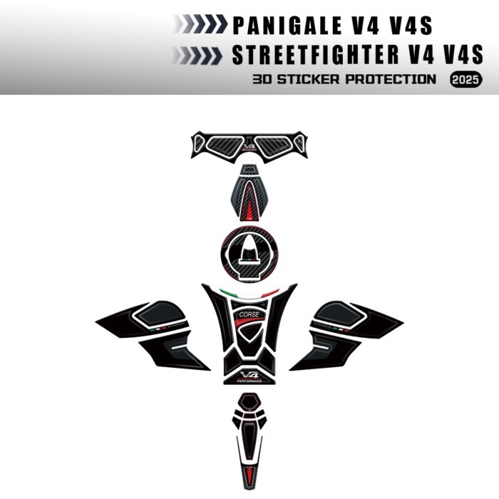 3D Sticker Tank Pad Kit For Panigale V4 V4s - Streetfighter V4 V4 V4s 2025