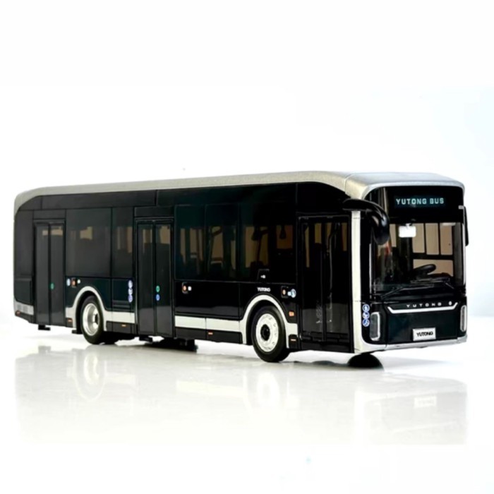1: 42 Yutong U12 รุ่นต่างประเทศ Black King Kong รุ่น Bus Pure Electric Bus รถบัสรถโลหะผสมรุ่นพร้อมแส