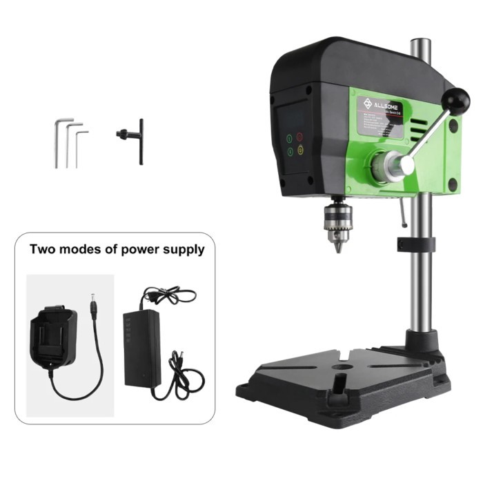 Allsome 4-Speed Cast Iron Benchtop Drill Press Drilling machine Compatible for Makita 18V battery a