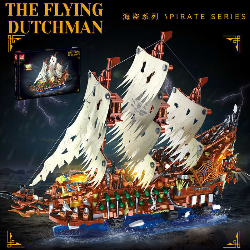 T2141 เรือโจรสลัด Flying Dutchman ผู้ใหญ่อนุภาคขนาดเล็กประกอบของเล่นตกแต่งบล็อกตัวต่อข้ามพรมแดน