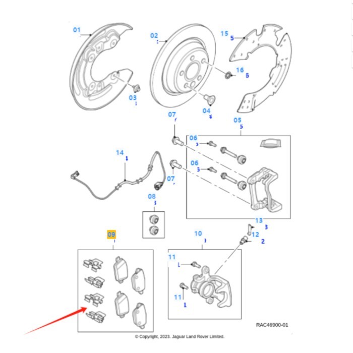 Suitable for Jaguar XJ F-TYPE X152 X351 X761 brake pads C2D49907
