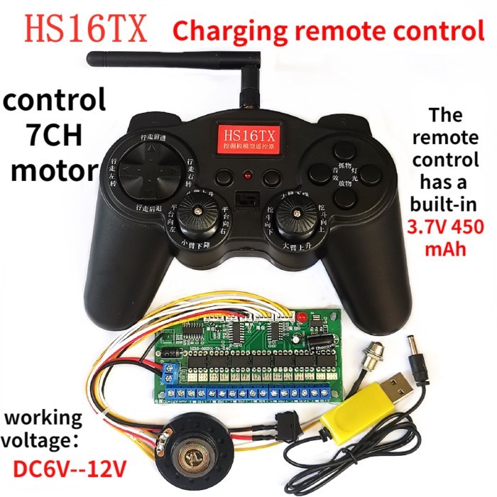 DIY Car Robot Model Excavator Radio Controlling System 2.4G 16CH Remote Controller 3.7V Transmitter
