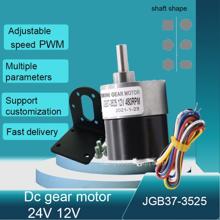 JGB37-3525 BLDC Motor 12V/24V Spur Gearbox Low Noise High Precision PWM Control Medical Devices/Lab