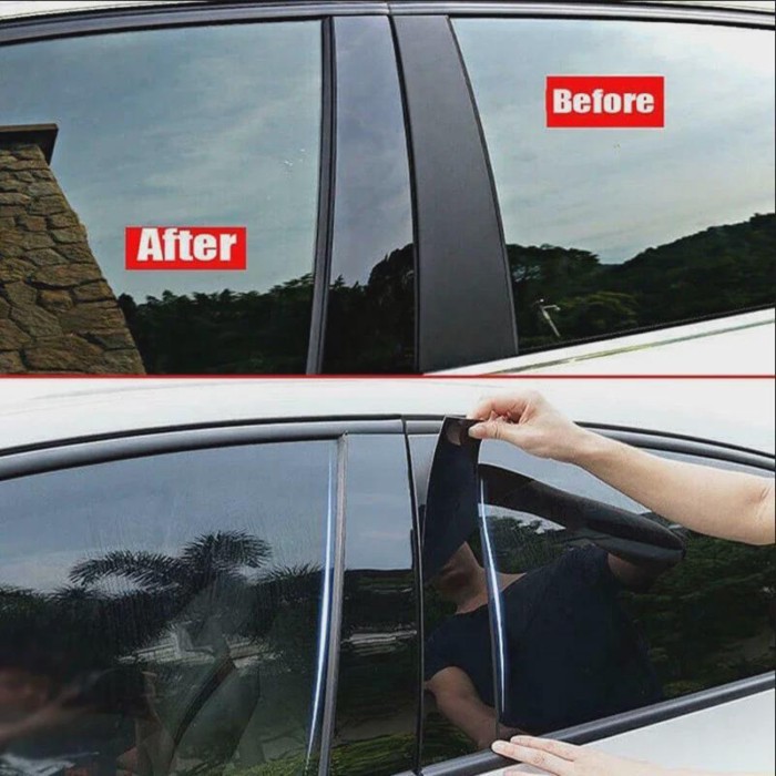 6Pcs Glossy Black Car Sticker Door Window Column BC Pillar Post Trim Parts For Toyota Corolla E140