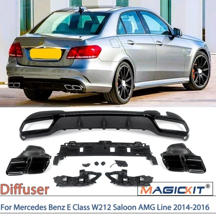 Rear Bumper Diffuser For Mercedes Benz E Class W212 Saloon with AMG Line 2014-2016 AMG E63 Style Gl