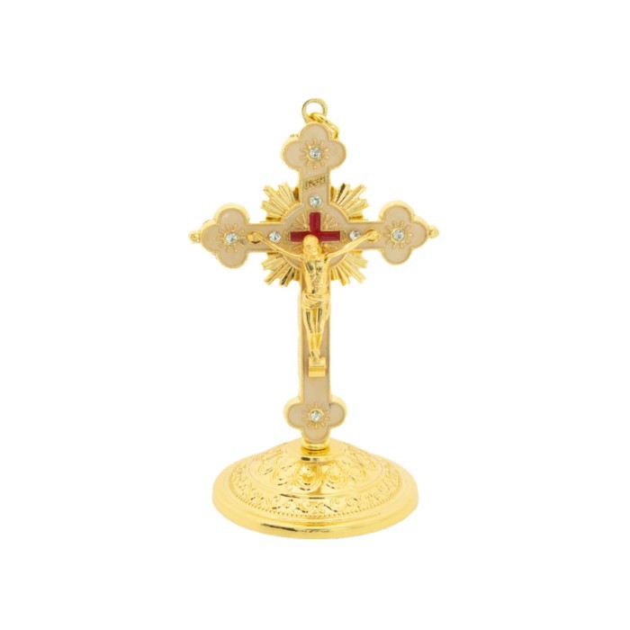 Catholic Cross Crucifixion of Jesus Zinc Alloy Jesus Figure Electroplated Religious Desktop Decorat