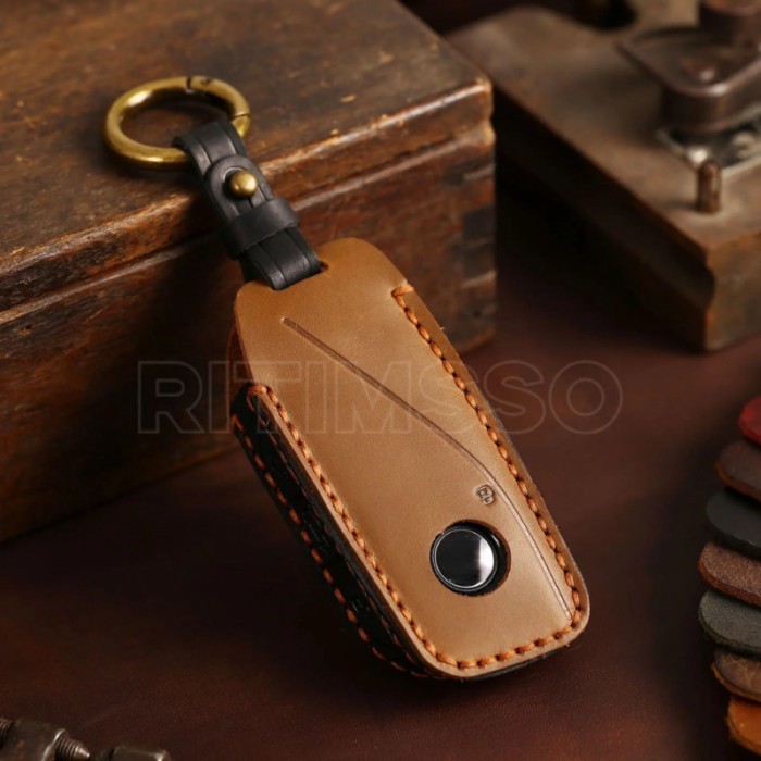 Genuine Leather Key Cover for BMW Ix X7 I7 XM 2023 Keychain Key Case  Car Accessories