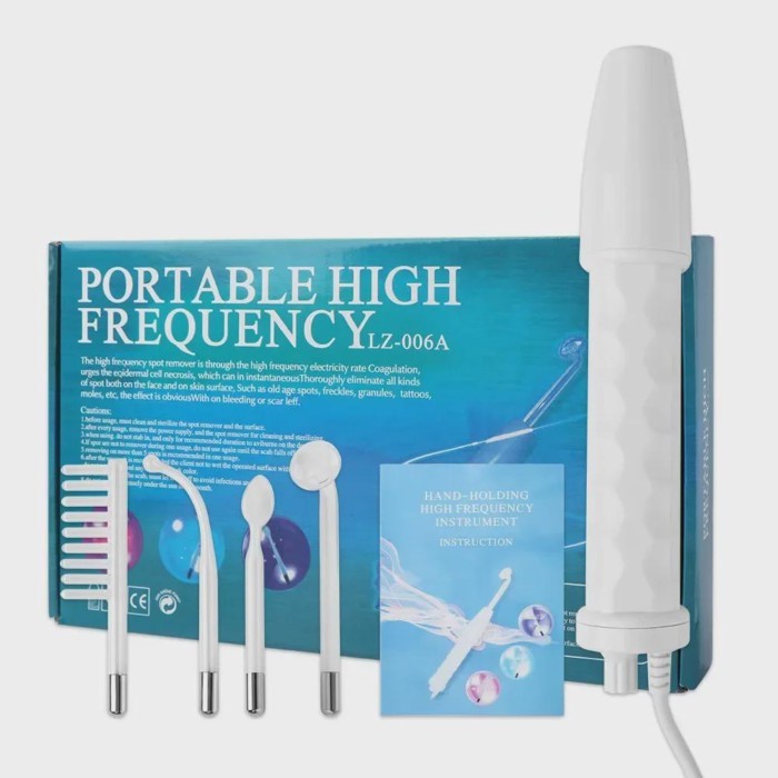 4 In 1 High Frequency Electrode Wand Electrotherapy Glass Tube  Device Acne Spot Remover Facial Ant