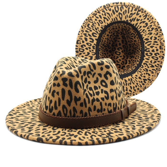 หมวกปีกกว้างพิมพ์ลายเสือดาวแบบชาติพันธุ์ สำหรับผู้ชายและผู้หญิง JZ-011