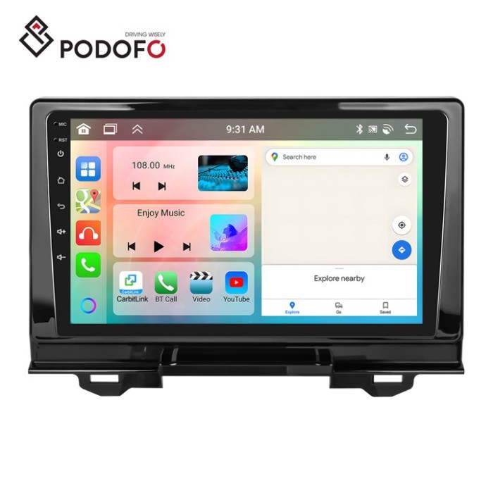 Podofo 9'' Android Car Stereo 4+64G 2 Din Carplay Android Auto For Honda Vezel/Hrv 2021 IPS DSP GPS