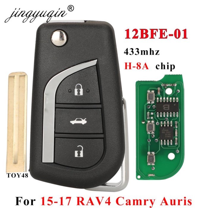 jingyuqin For Toyota Camry RAV4 Auris 2015+ Remote Key Fob 12BFE-01 Model 433 Mhz H (8A) Chip 3 But