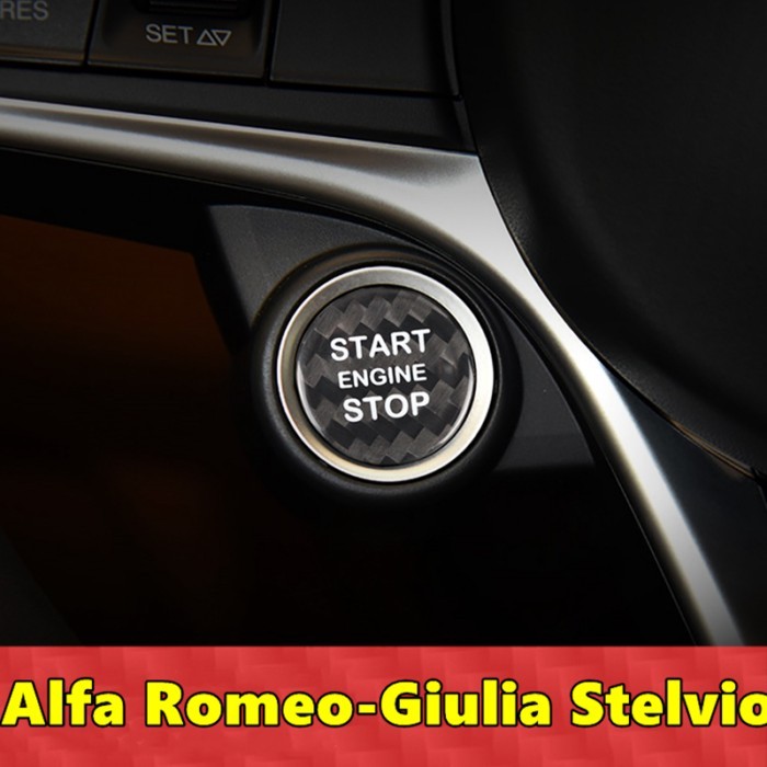 For Alfa Romeo Giulia Stelvio Car Engine Start Stop Button Cover Real Carbon Fiber Sticker