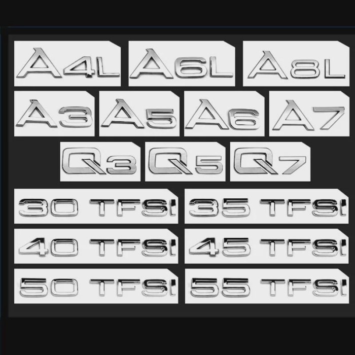 Car Emblems Sticker 1.8T 2.0T 2.4 3.0T 3.2 3.6 4.2 For A1 A3 A4 A5 A6L A7 A8L Q2L Q3 Q5 Q7 30 35 45