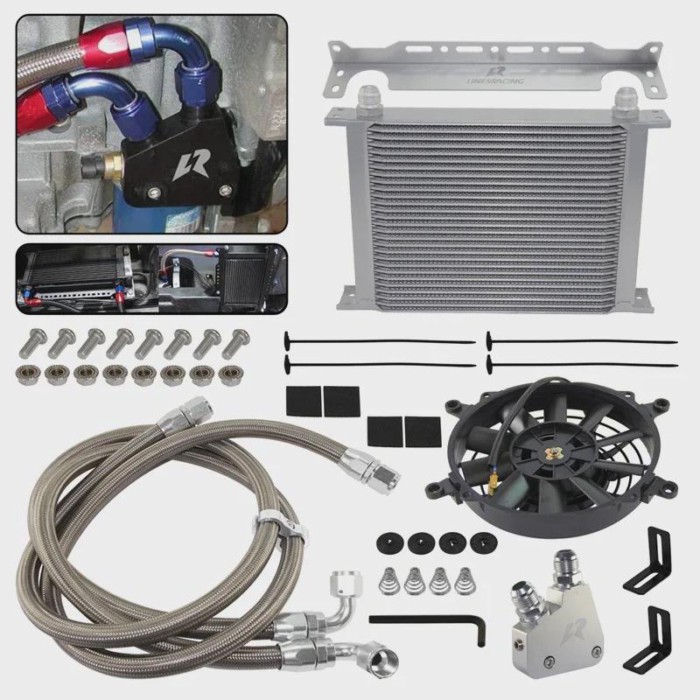 For Cadillac CTS-V 04-06 Corvette 30/34 Row Oil Cooler +Fan C5 97-04 C6 05-13 C7 14-19 Camaro Fireb