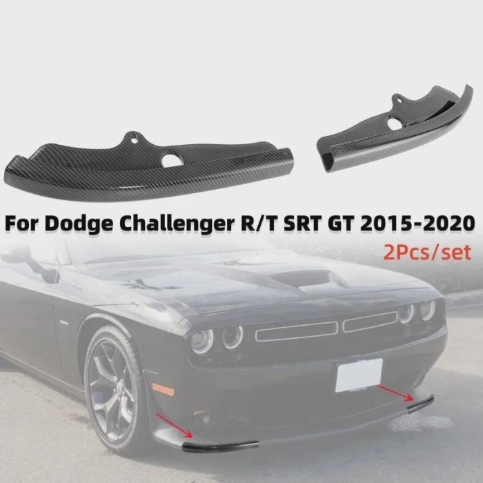 2Pcs/set Carbon Fiber Car Front Bumper Lip Splitter Protector for Dodge Challenger R/T SRT GT 2015-
