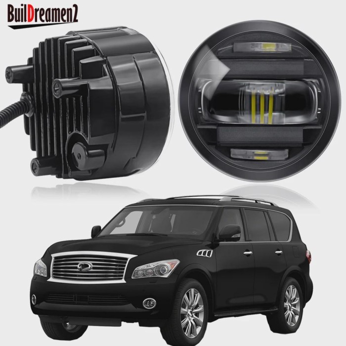 2IN1 LED Fog Light Assembly with DRL Design For Infiniti QX QX70 QX80 QX50 QX56 Aluminum Car Fog Da