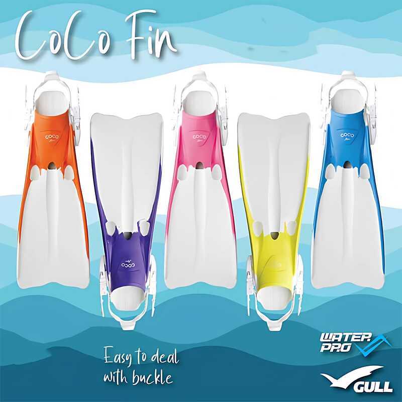 Japan Gull COCO FIN ครีบดําน้ําปรับครีบหนึ่งขนาดดําน้ําดูปะการังยางบริสุทธิ์ของผู้หญิง