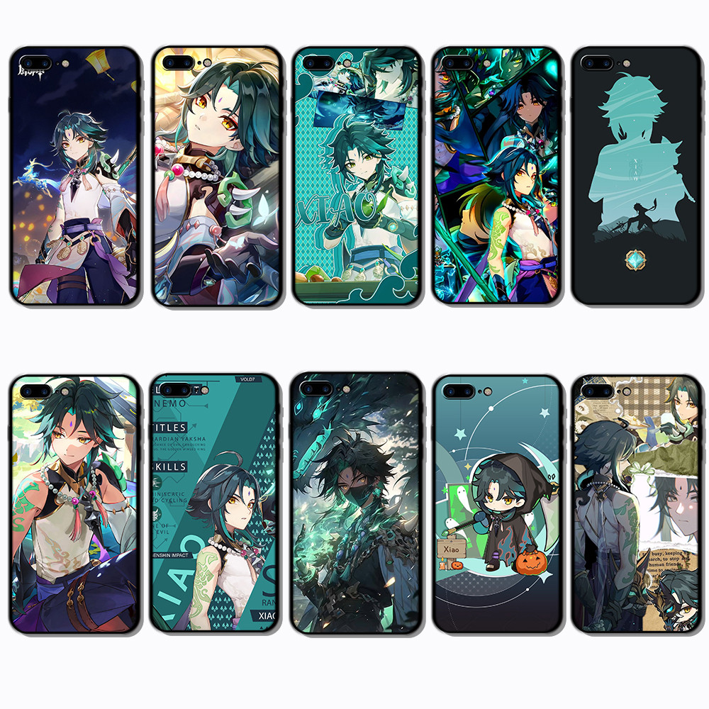 สําหรับ iPhone 5 5S 6 6S 7 8 Plus NF18 xiao genshin impact เคสโทรศัพท์ TPU ขอบสีดํา | ยืดหยุ่น กันกร