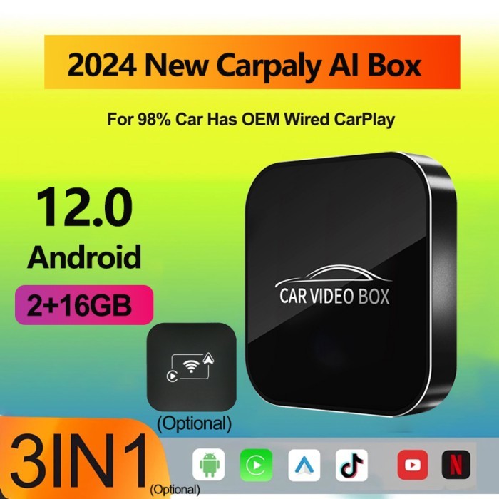 Car Video Box Carplay Ai Box Wireless CarPlay Android Auto Smart TV Box Car Intelligent System WIFI