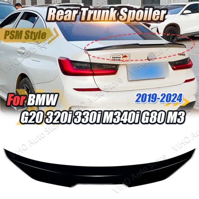 For BMW 3 Series G20 G80 M3 320i 325i 330i 2019-2024 PSM Style Car Rear Trunk Roof Spoiler Tail Win