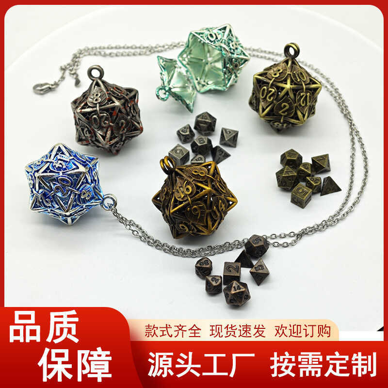 โลหะ Hollow Leaves Mini 6MM ลูกเต๋าสร้อยคอชุด DND Dragon Dungeon Running Group สี